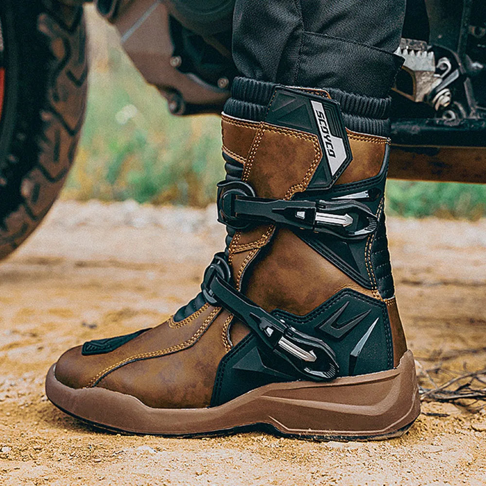 Scoyco waterproof and anti-fall motocross boots.