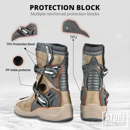 Scoyco waterproof and anti-fall motocross boots.