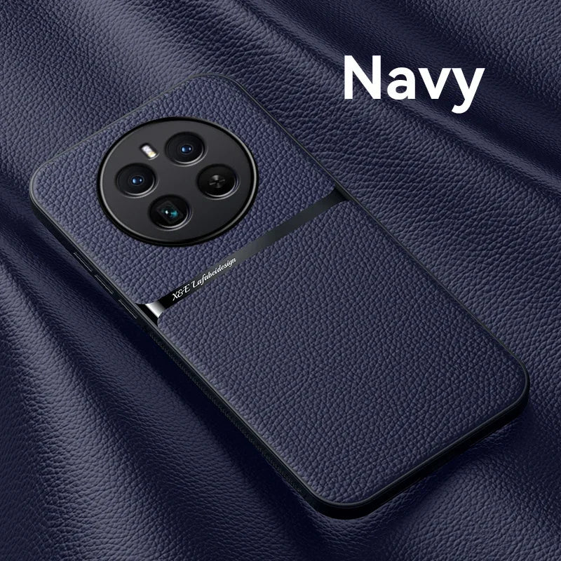 Leather case with magnetic support for wireless charging