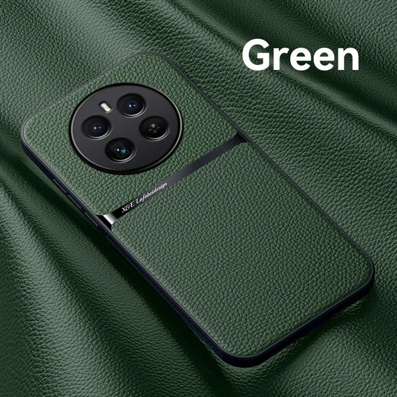 Leather case with magnetic support for wireless charging